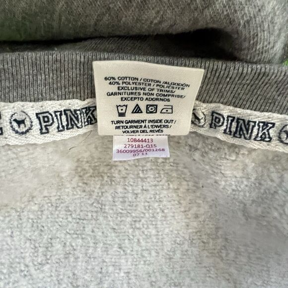 PINK Victoria's Secret Love Graphic Crop High-Rise Sweatpants Joggers Gray M - Picture 6 of 7